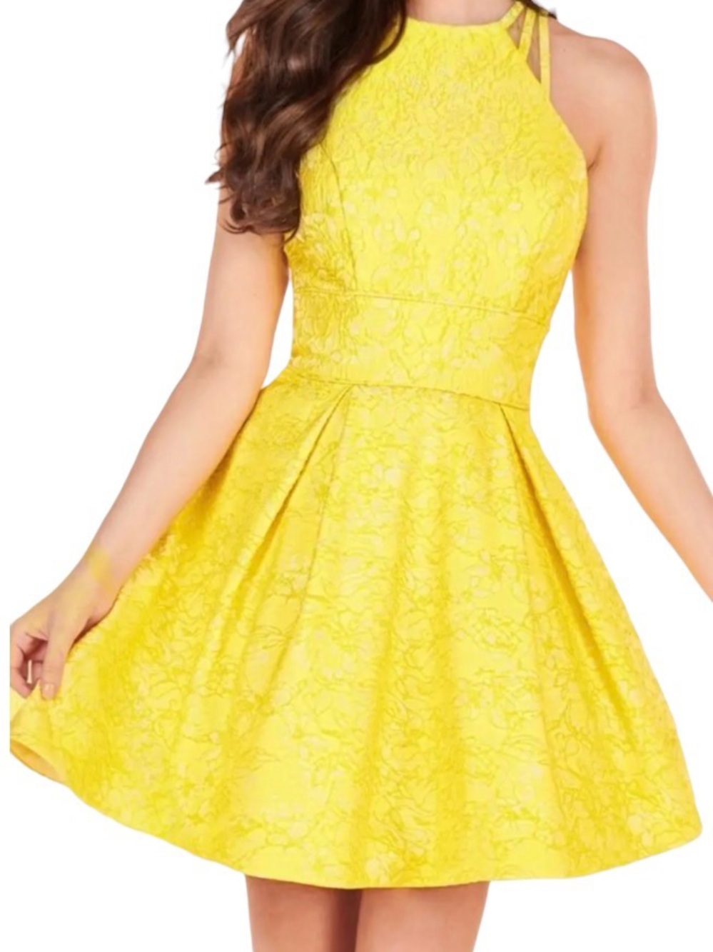 Rachel Allan Jacquard Halter Dress 10